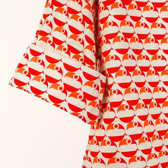 Akris Punto R/24 Off-White Cotton Satin Pelican Dot Printed Blouse - Picture 6 of 11